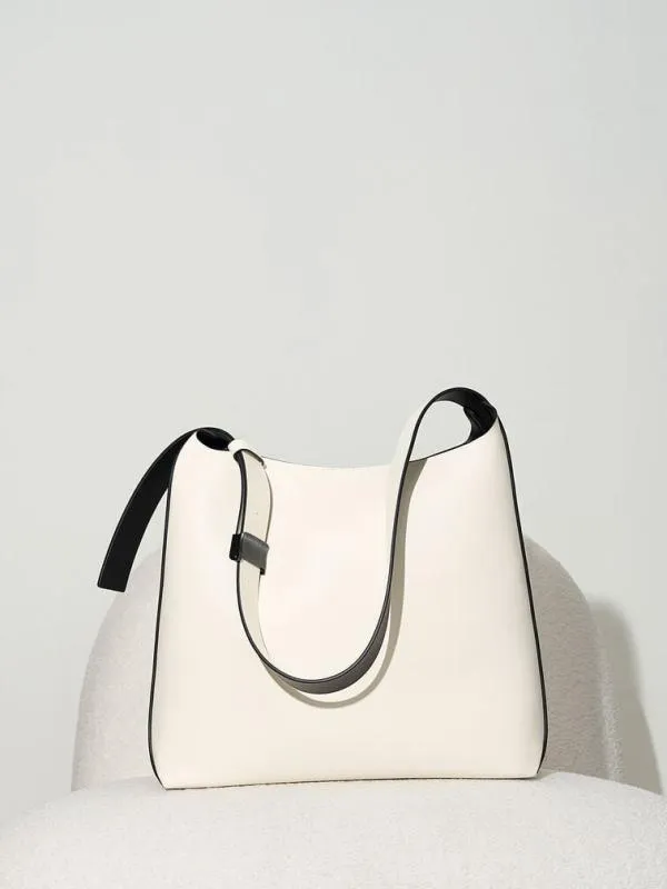 Women Edna ContrastTrim Tote Bag 8211 Cream CHARLES and KEITH Hobo Bags