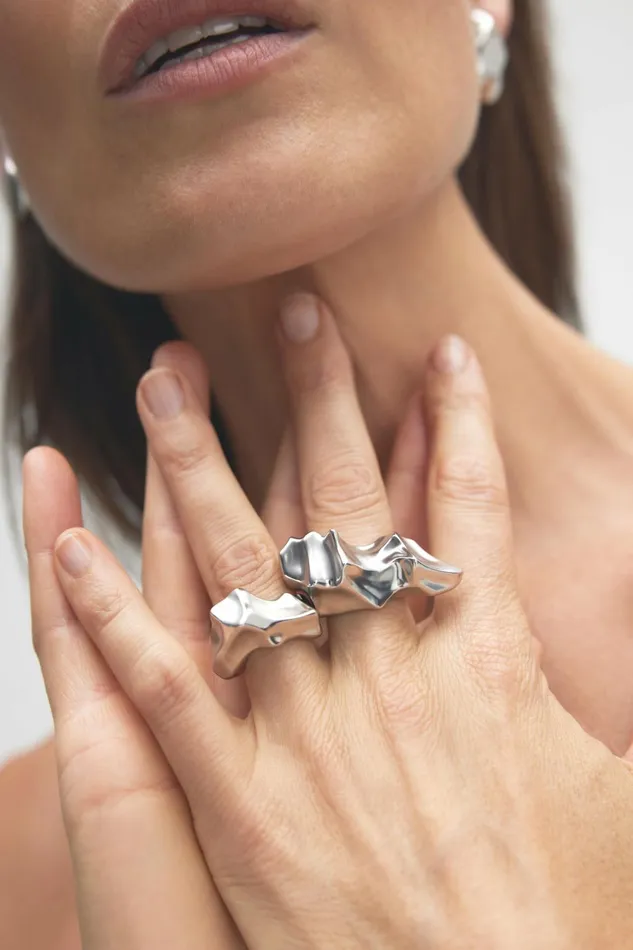 Women ELFORD DOUBLE RING Silver Acler Jewellery