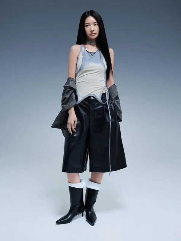 Women Elongated SquareToe KittenHeel Calf Boots 8211 Black CHARLES and KEITH Boots