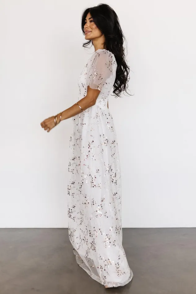 Women Embellished Sequin Baltic Born Cassandra Tulle Maxi Dress Metallic White Women Embellished Sequin Baltic Born Cassandra Tulle Maxi Dress Metallic White