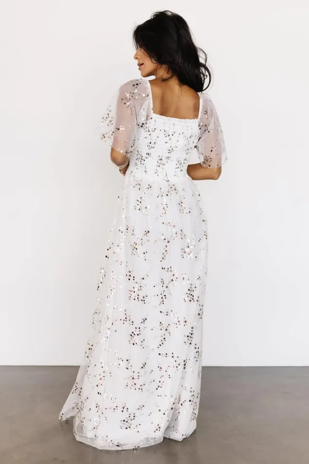 Women Embellished Sequin Baltic Born Cassandra Tulle Maxi Dress Metallic White Women Embellished Sequin Baltic Born Cassandra Tulle Maxi Dress Metallic White