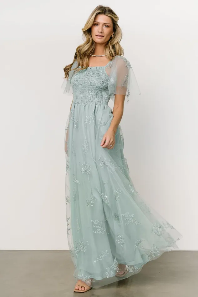 Women Embellished Sequin Baltic Born Cassandra Tulle Maxi Dress Sage Sparkle Women Embellished Sequin Baltic Born Cassandra Tulle Maxi Dress Sage Sparkle