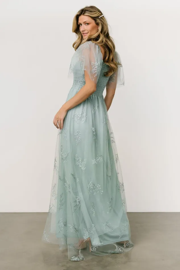 Women Embellished Sequin Baltic Born Cassandra Tulle Maxi Dress Sage Sparkle Women Embellished Sequin Baltic Born Cassandra Tulle Maxi Dress Sage Sparkle