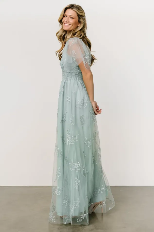 Women Embellished Sequin Baltic Born Cassandra Tulle Maxi Dress Sage Sparkle Women Embellished Sequin Baltic Born Cassandra Tulle Maxi Dress Sage Sparkle