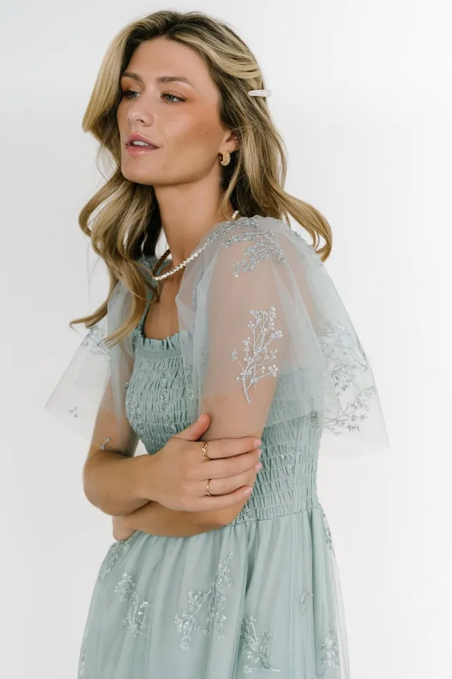 Women Embellished Sequin Baltic Born Cassandra Tulle Maxi Dress Sage Sparkle Women Embellished Sequin Baltic Born Cassandra Tulle Maxi Dress Sage Sparkle
