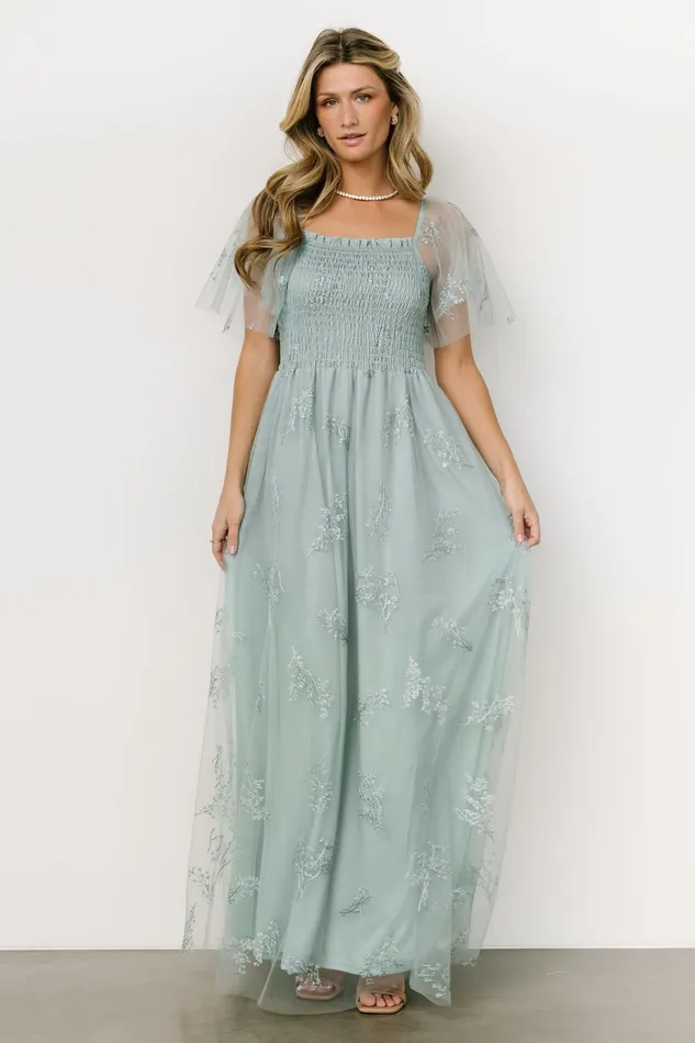 Women Embellished Sequin Baltic Born Cassandra Tulle Maxi Dress Sage Sparkle Women Embellished Sequin Baltic Born Cassandra Tulle Maxi Dress Sage Sparkle