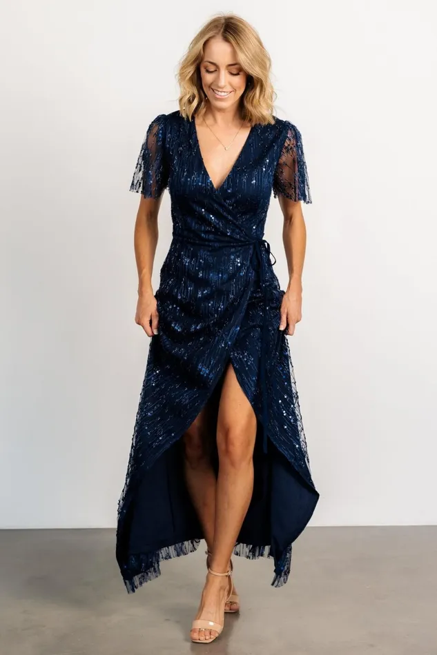 Women Embellished Sequin Baltic Born Liza Sequin Wrap Maxi Dress Navy Women Embellished Sequin Baltic Born Liza Sequin Wrap Maxi Dress Navy