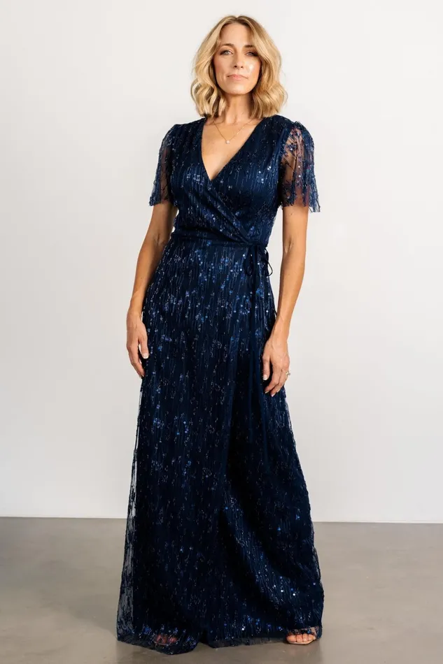 Women Embellished Sequin Baltic Born Liza Sequin Wrap Maxi Dress Navy Women Embellished Sequin Baltic Born Liza Sequin Wrap Maxi Dress Navy