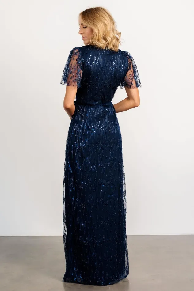 Women Embellished Sequin Baltic Born Liza Sequin Wrap Maxi Dress Navy Women Embellished Sequin Baltic Born Liza Sequin Wrap Maxi Dress Navy