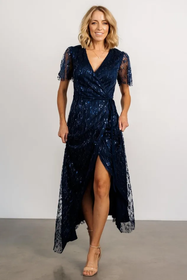 Women Embellished Sequin Baltic Born Liza Sequin Wrap Maxi Dress Navy Women Embellished Sequin Baltic Born Liza Sequin Wrap Maxi Dress Navy