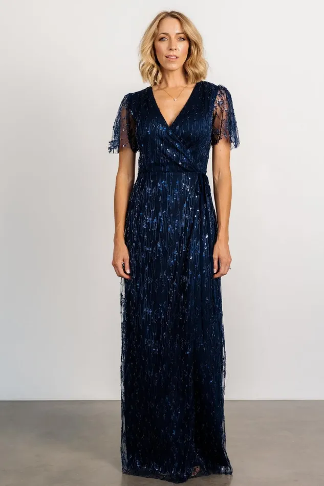 Women Embellished Sequin Baltic Born Liza Sequin Wrap Maxi Dress Navy Women Embellished Sequin Baltic Born Liza Sequin Wrap Maxi Dress Navy