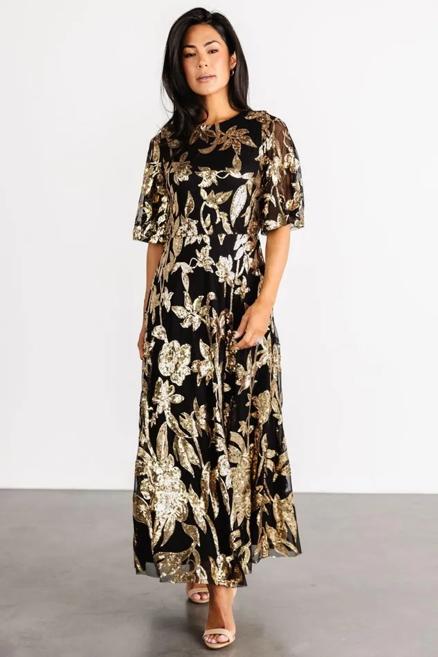 Women Embellished Sequin Baltic Born Lucy Sequin Dress Black Gold Women Embellished Sequin Baltic Born Lucy Sequin Dress Black Gold