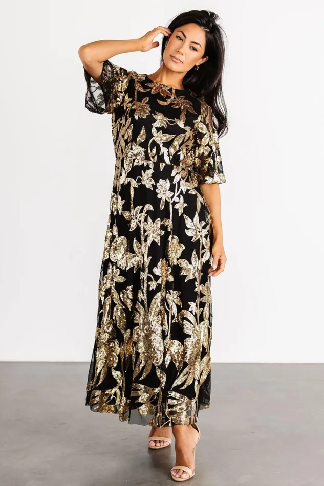 Women Embellished Sequin Baltic Born Lucy Sequin Dress Black Gold Women Embellished Sequin Baltic Born Lucy Sequin Dress Black Gold