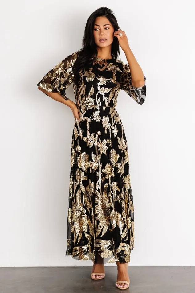 Women Embellished Sequin Baltic Born Lucy Sequin Dress Black Gold Women Embellished Sequin Baltic Born Lucy Sequin Dress Black Gold