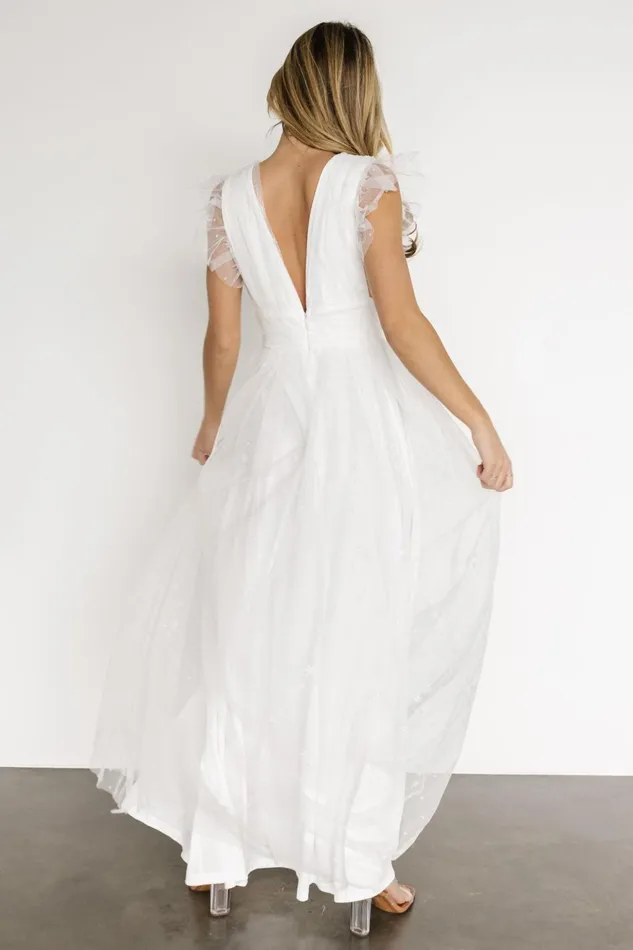 Women Embellished Sequin Baltic Born Nova Shimmer Maxi Dress White