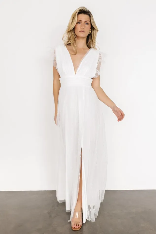 Women Embellished Sequin Baltic Born Nova Shimmer Maxi Dress White
