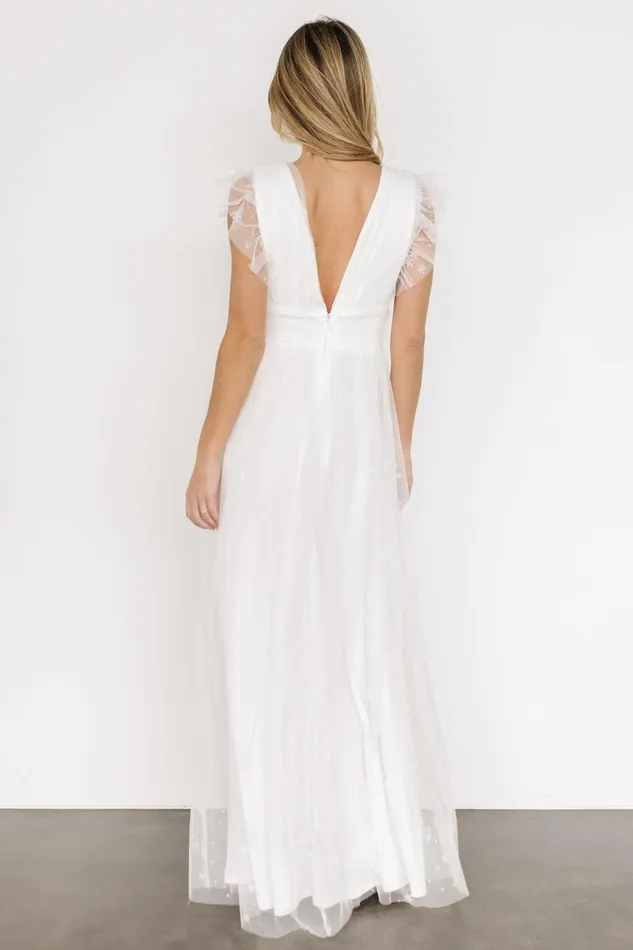 Women Embellished Sequin Baltic Born Nova Shimmer Maxi Dress White