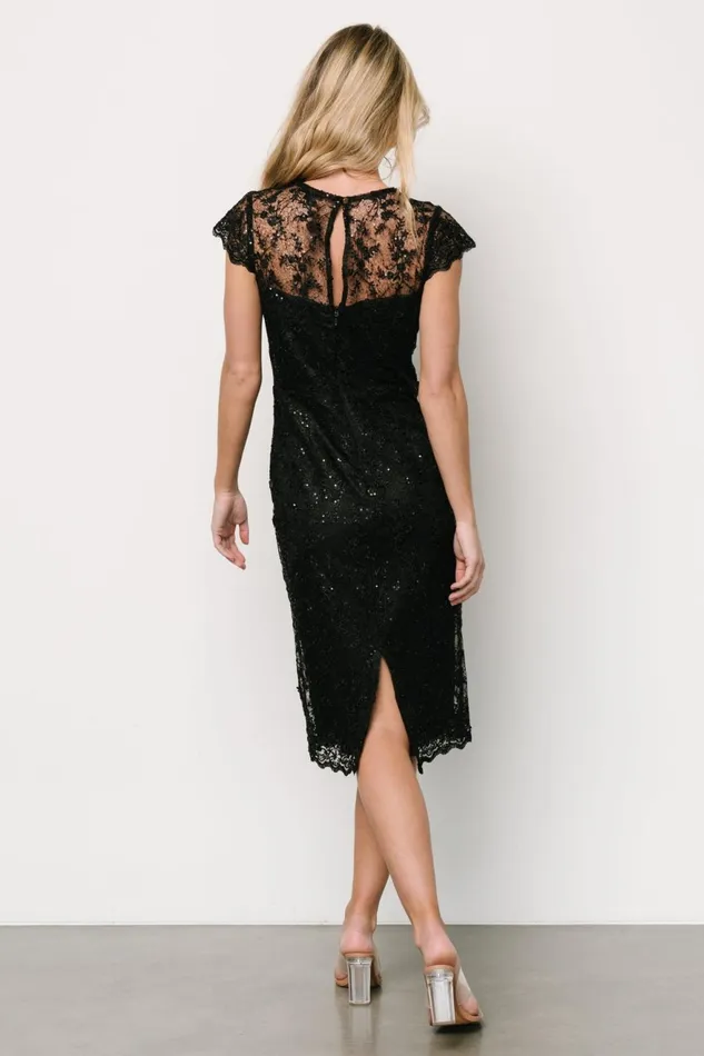 Women Embellished Sequin Baltic Born Oriana Embossed Shimmer Midi Dress Black Women Embellished Sequin Baltic Born Oriana Embossed Shimmer Midi Dress Black