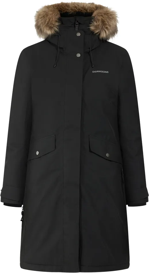 Women Erika Parka Black Didriksons Autumn Jackets