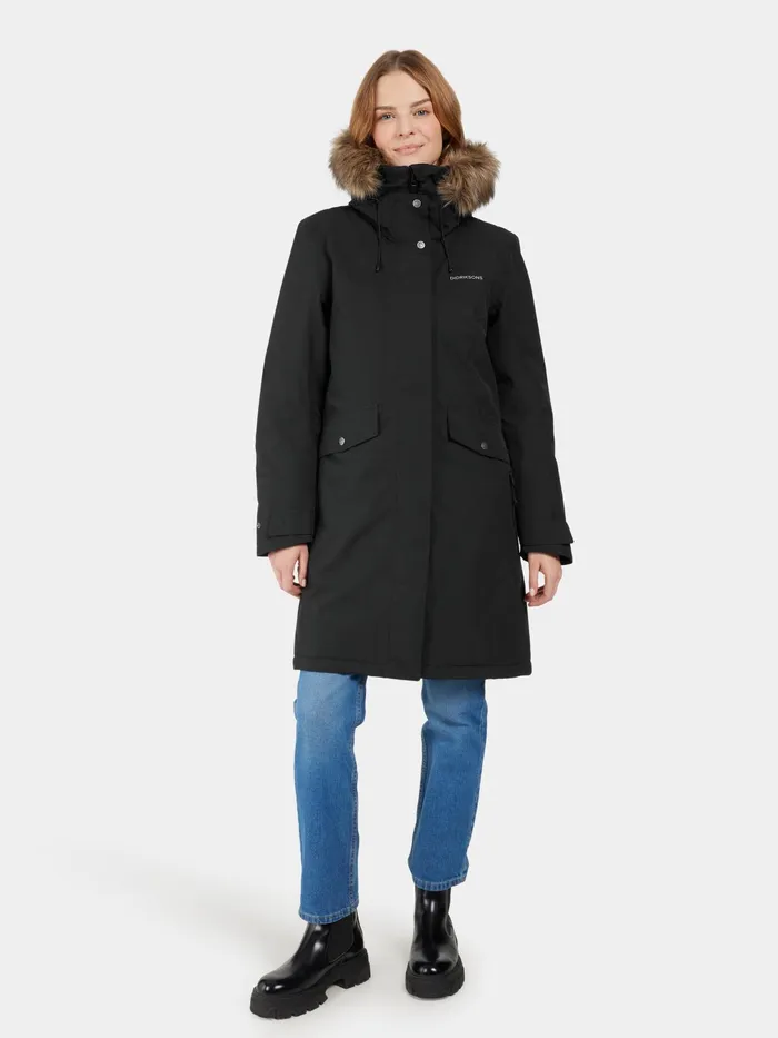 Women Erika Parka Black Didriksons Autumn Jackets
