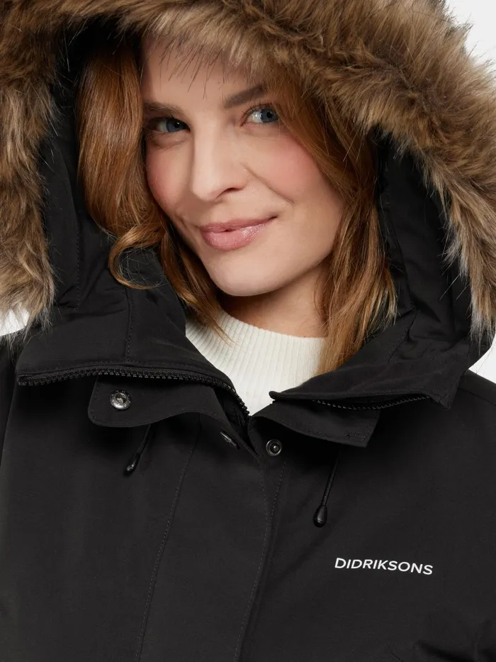 Women Erika Parka Black Didriksons Autumn Jackets