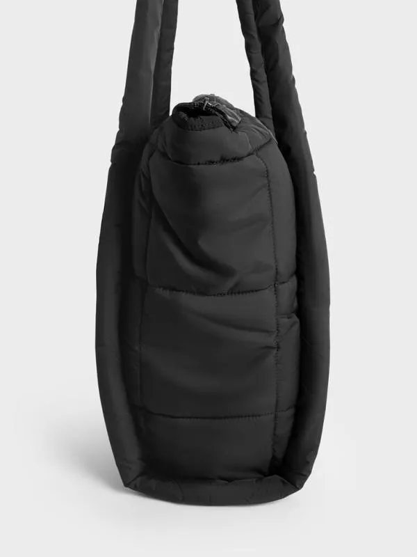 Women Errya Nylon Quilted Puffy Tote Bag 8211 Jet Black CHARLES and KEITH Slouchy Bags
