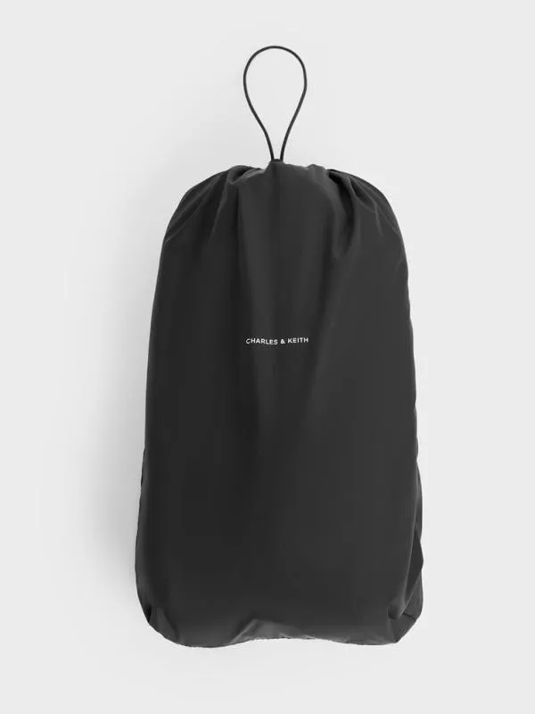 Women Errya Nylon Quilted Puffy Tote Bag 8211 Jet Black CHARLES and KEITH Slouchy Bags