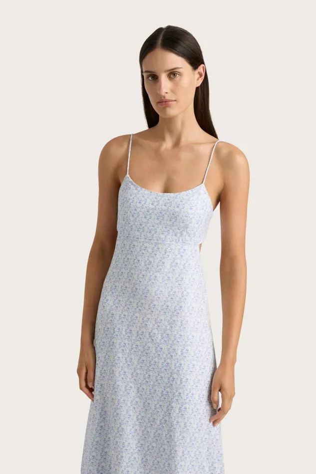Women Faithfull The Brand Dresses Antibes Midi Dress Leilani Mid Blue