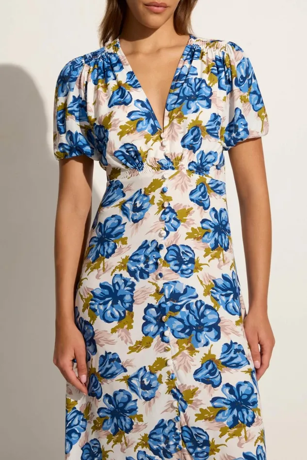 Women Faithfull The Brand Dresses Bellavista Midi Dress Isadora Floral Navy 8211 Faithfull The Brand