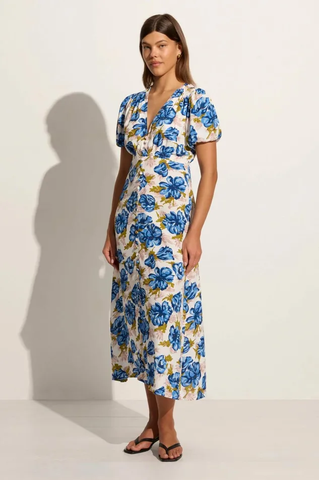 Women Faithfull The Brand Dresses Bellavista Midi Dress Isadora Floral Navy 8211 Faithfull The Brand