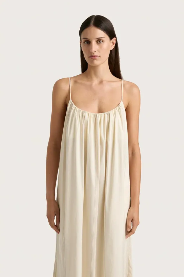 Women Faithfull The Brand Dresses En Vau Maxi Dress Foam Taupe Stripe