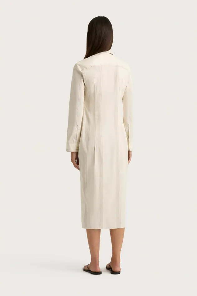 Women Faithfull The Brand Dresses En Vau Shirt Dress Foam Taupe Stripe
