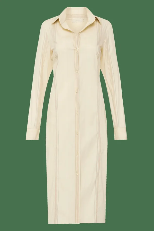 Women Faithfull The Brand Dresses En Vau Shirt Dress Foam Taupe Stripe