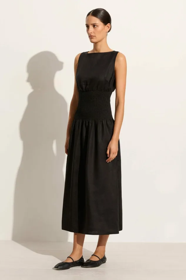 Women Faithfull The Brand Dresses La Canella Midi Dress Black 8211 Faithfull The Brand