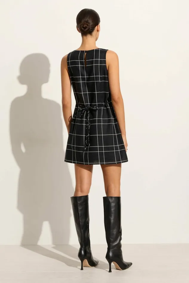 Women Faithfull The Brand Dresses Lui Mini Dress Letizia Check Black 8211 Faithfull The Brand