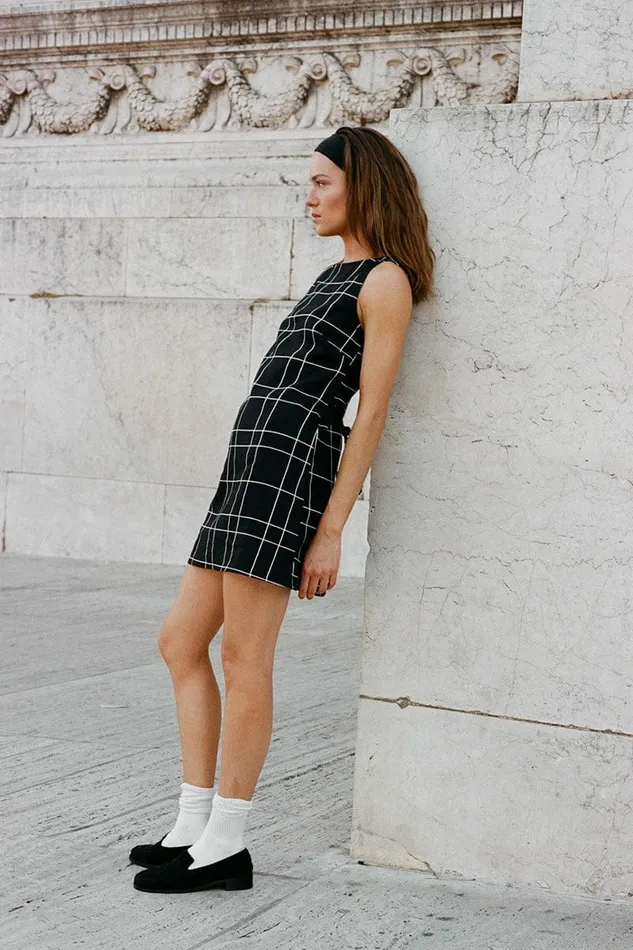 Women Faithfull The Brand Dresses Lui Mini Dress Letizia Check Black 8211 Faithfull The Brand