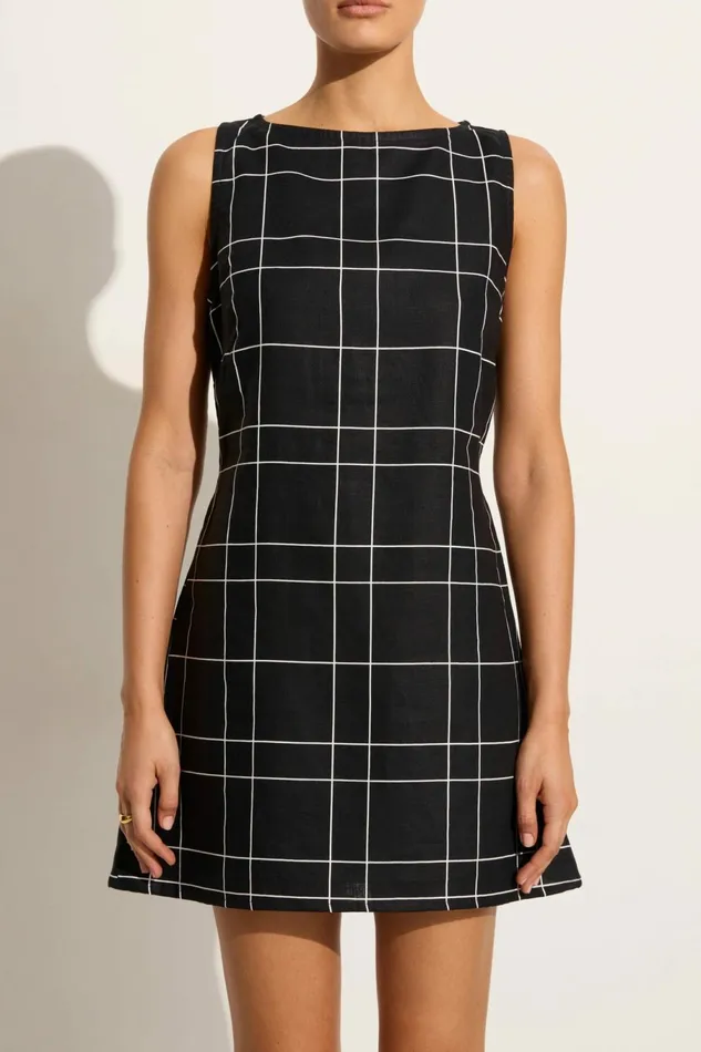 Women Faithfull The Brand Dresses Lui Mini Dress Letizia Check Black 8211 Faithfull The Brand