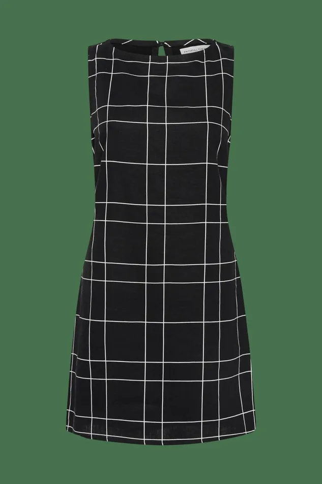 Women Faithfull The Brand Dresses Lui Mini Dress Letizia Check Black 8211 Faithfull The Brand