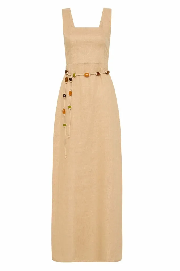 Women Faithfull The Brand Dresses Zana Midi Dress Sand 8211 Faithfull The Brand