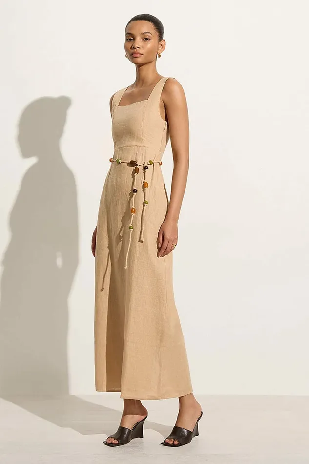 Women Faithfull The Brand Dresses Zana Midi Dress Sand 8211 Faithfull The Brand