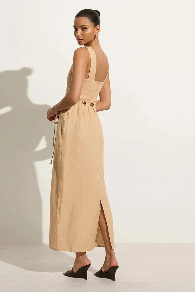 Women Faithfull The Brand Dresses Zana Midi Dress Sand 8211 Faithfull The Brand