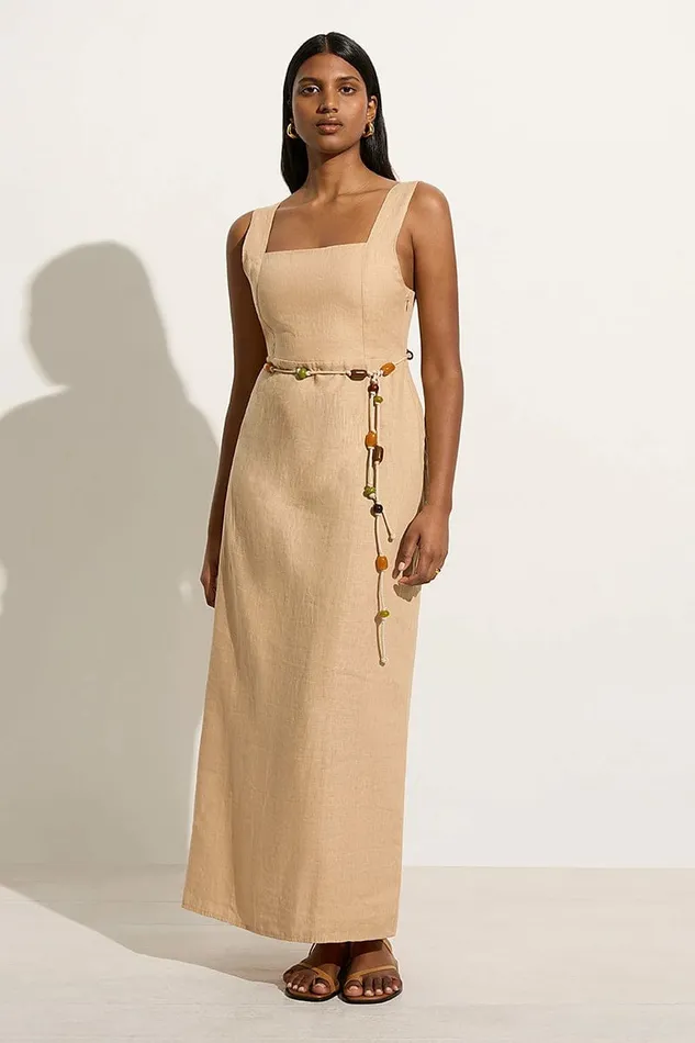 Women Faithfull The Brand Dresses Zana Midi Dress Sand 8211 Faithfull The Brand