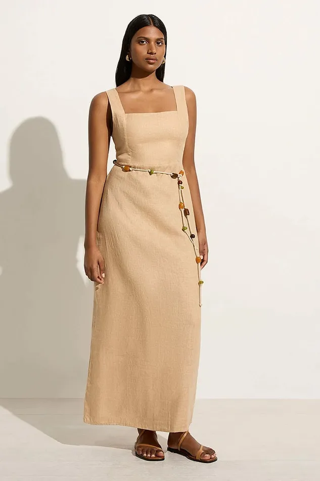 Women Faithfull The Brand Dresses Zana Midi Dress Sand 8211 Faithfull The Brand