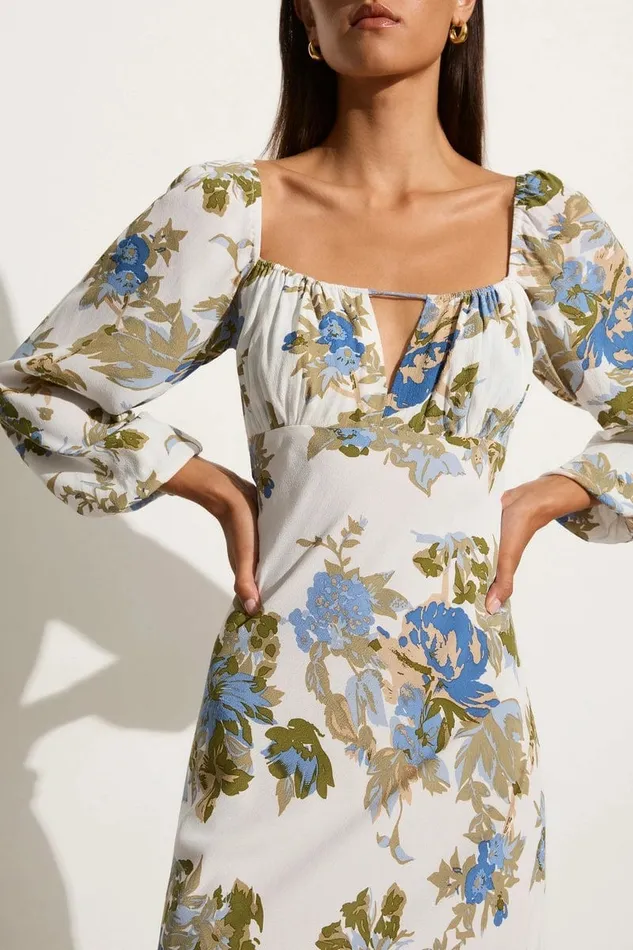 Women Faithfull The Brand Midi Dresses Benedita Midi Dress Escala Floral Ivory 8211 Faithfull The Brand