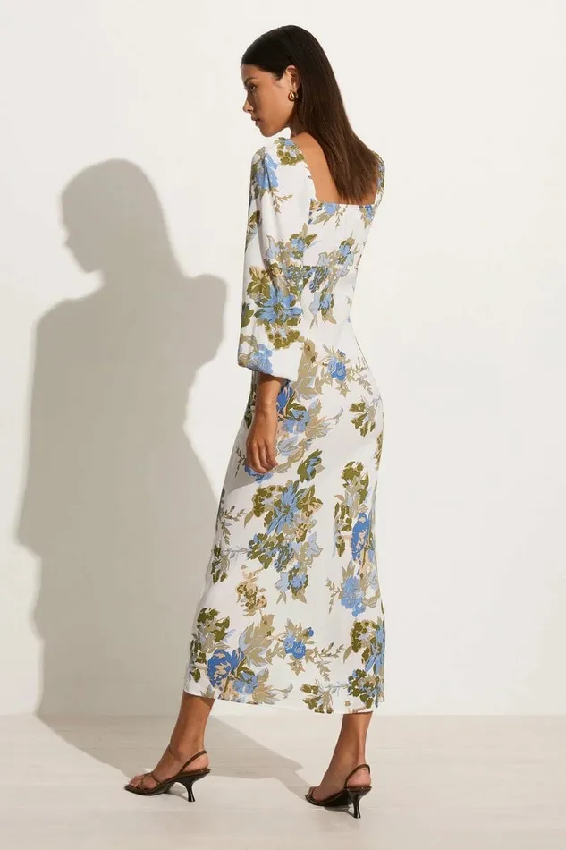 Women Faithfull The Brand Midi Dresses Benedita Midi Dress Escala Floral Ivory 8211 Faithfull The Brand