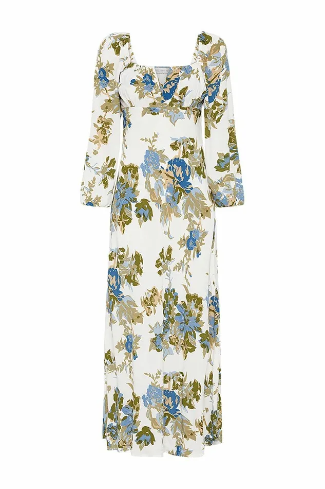 Women Faithfull The Brand Midi Dresses Benedita Midi Dress Escala Floral Ivory 8211 Faithfull The Brand