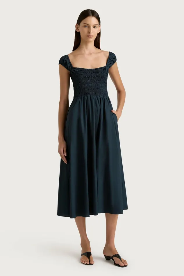 Women Faithfull The Brand Midi Dresses Lene Midi Dress Navy