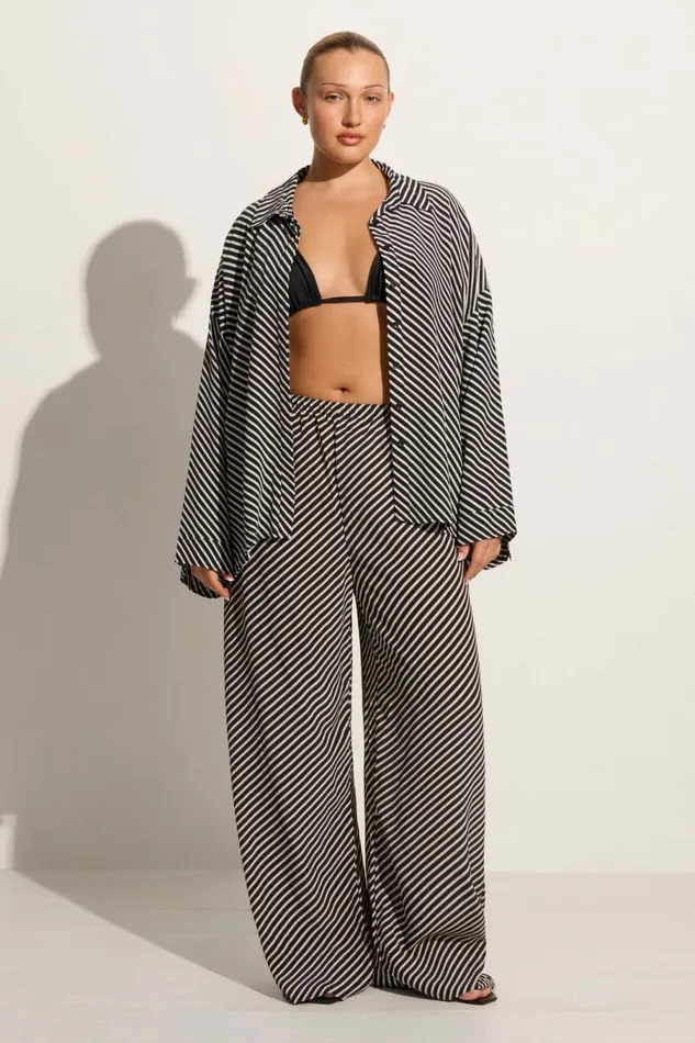 Women Faithfull The Brand Pants Monforte Pant Toscano Stripe Black 8211 Faithfull The Brand
