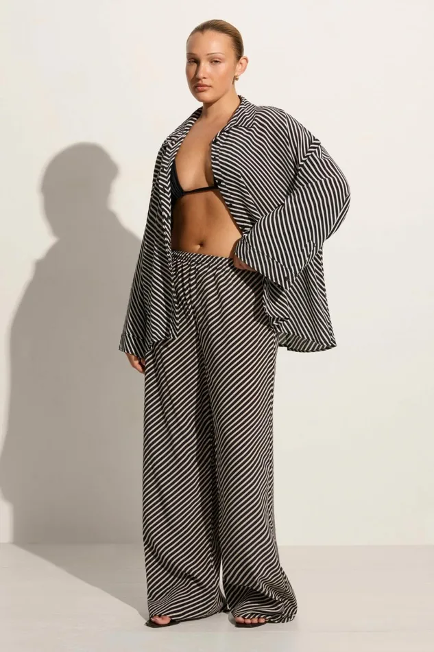 Women Faithfull The Brand Pants Monforte Pant Toscano Stripe Black 8211 Faithfull The Brand