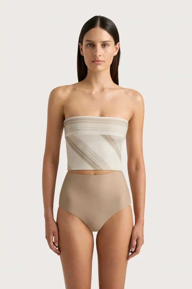 Women Faithfull The Brand Swim Jean Swim Top Futura Stripe Taupe